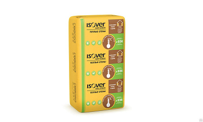 Теплоизоляция из минваты ИЗОВЕР Теплые Стены 100*610*1170 мм 5 м2 0.5м3 фото Центр Металлокровли