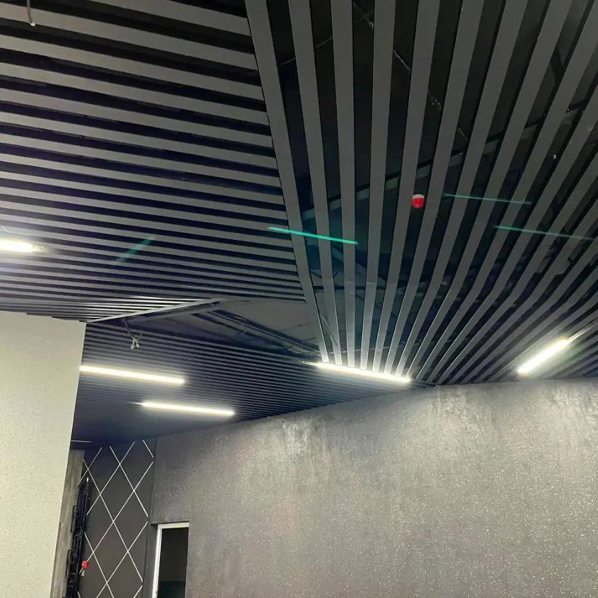 Фото 1 Стальная рейка на потолке RAL9005 МАТТЕ Черный матовый