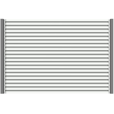 Секция забора жалюзи RAL9003/9003 Белый 2-х сторонняя с металлическими столбами анфас