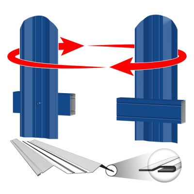Штакетник (евроштакетник) ЭКО М-образный RAL5005-5005 Синий Сигнал полиэстер двусторонний крепление